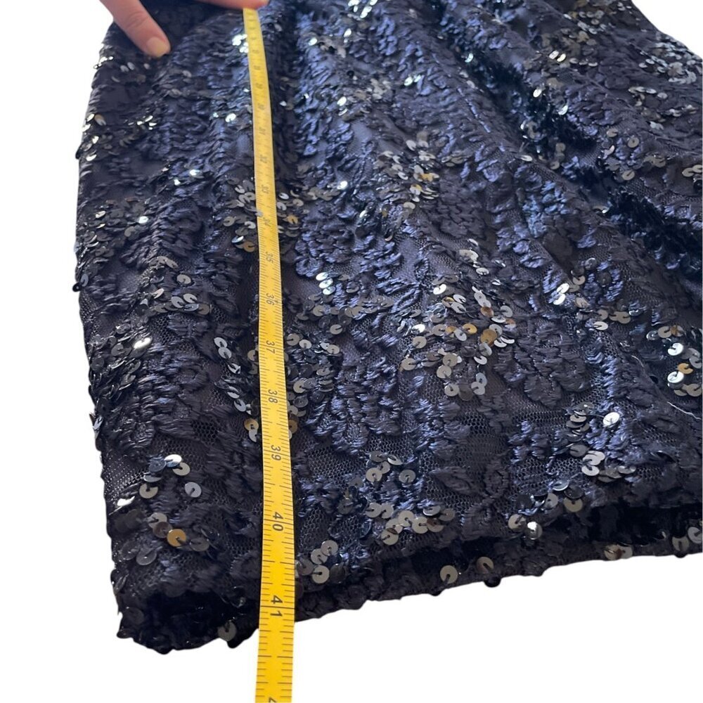 Marie St. Claire Vintage Black Sequin Floral Lace Formal Dress Size 8 Gothic - Picture 5 of 13